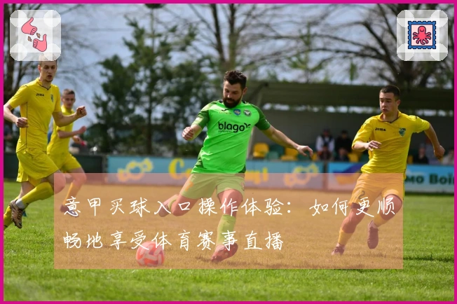 意甲买球入口操作体验：如何更顺畅地享受体育赛事直播